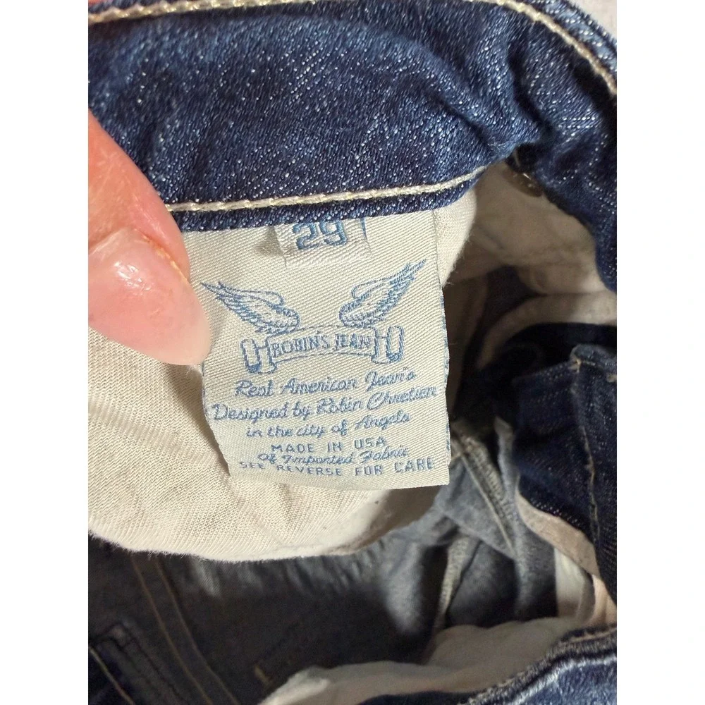 Robins Jean Black Garbot‎ Bootcut Wings Jeans Size 29 Medium Wash Made in USA